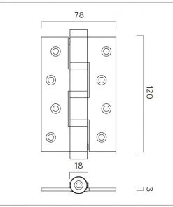 JNF Hinges And Pivots IN.05.646 Spring Hinge With 3 Ball Bearings (78x120x3mm)