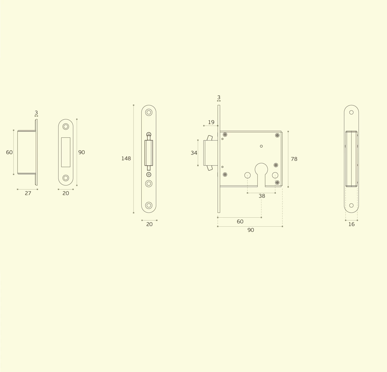 JNF IN.20.500 Concealed Lock For Sliding Doors