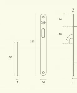 JNF IN.20.938 Mortice Door Lock Privacy Set Square Sliding Door Hardware & Flush Pulls