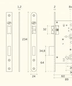 JNF Mortice Locks & Latches IN.20.896 Bathroom Mortice Lock (60 - 78mm)